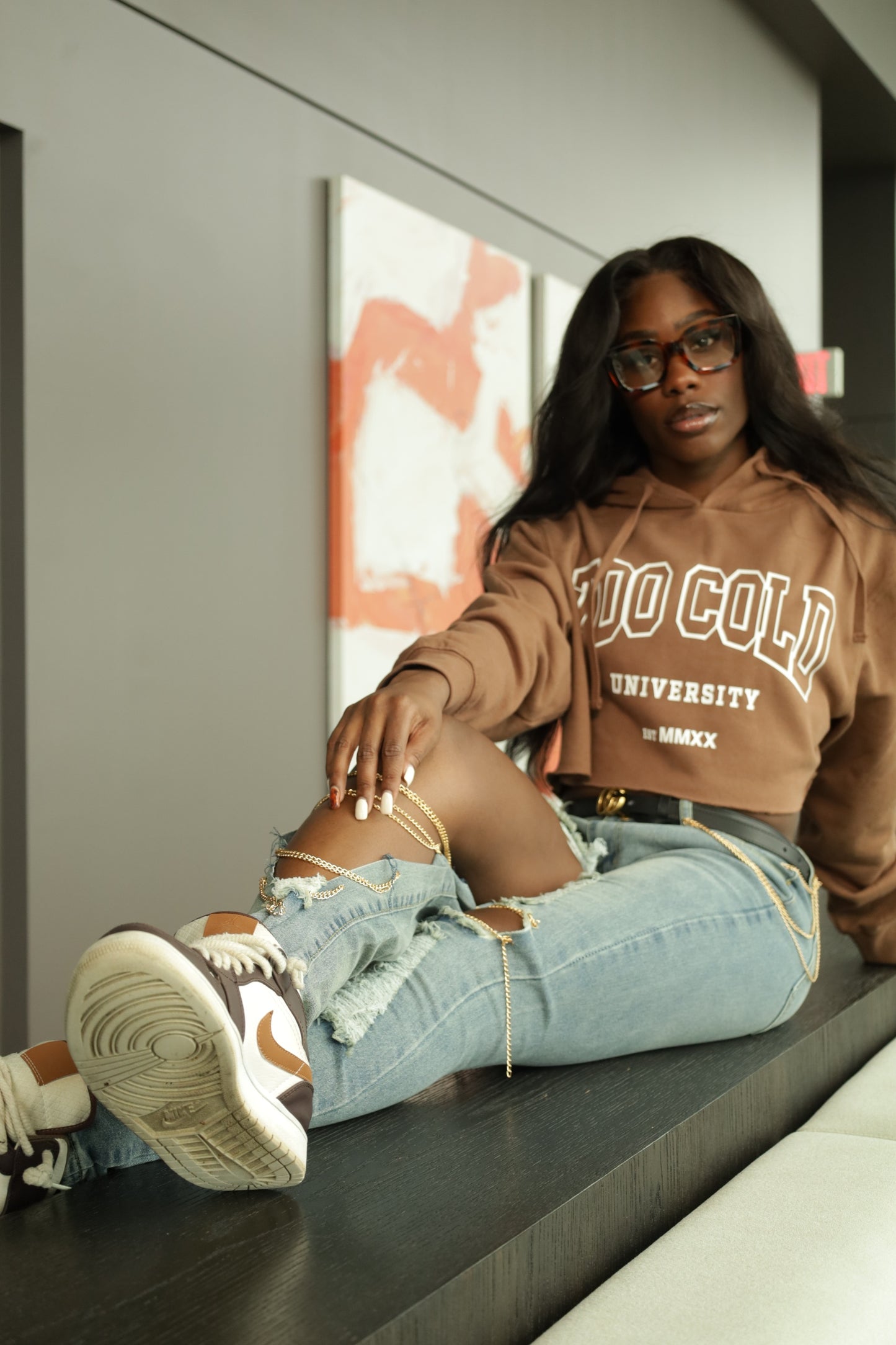 Too Cold University Cropped Hoodie