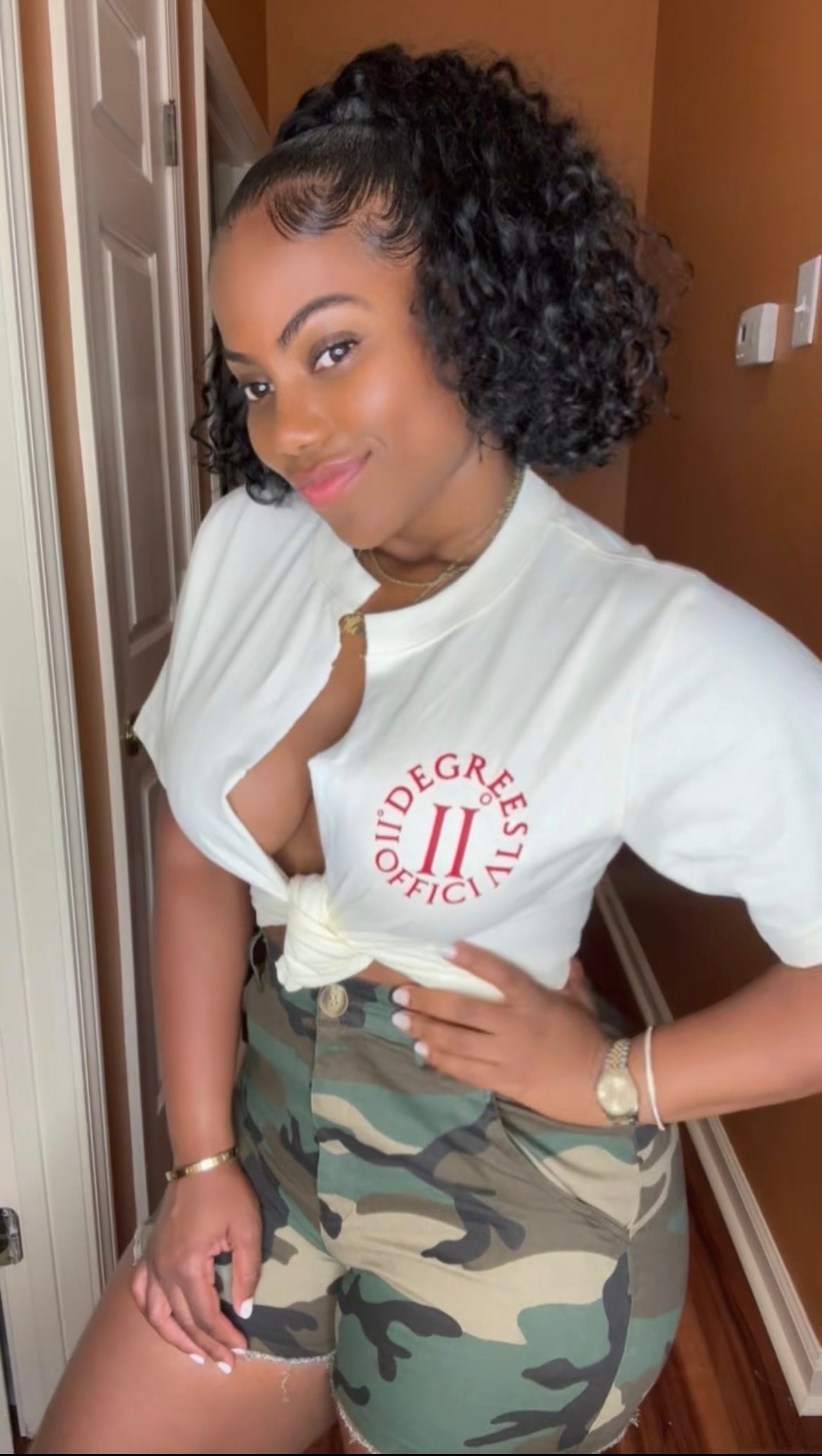 I I Degrees Women’s Custom-Tied Plunge Cut Tee