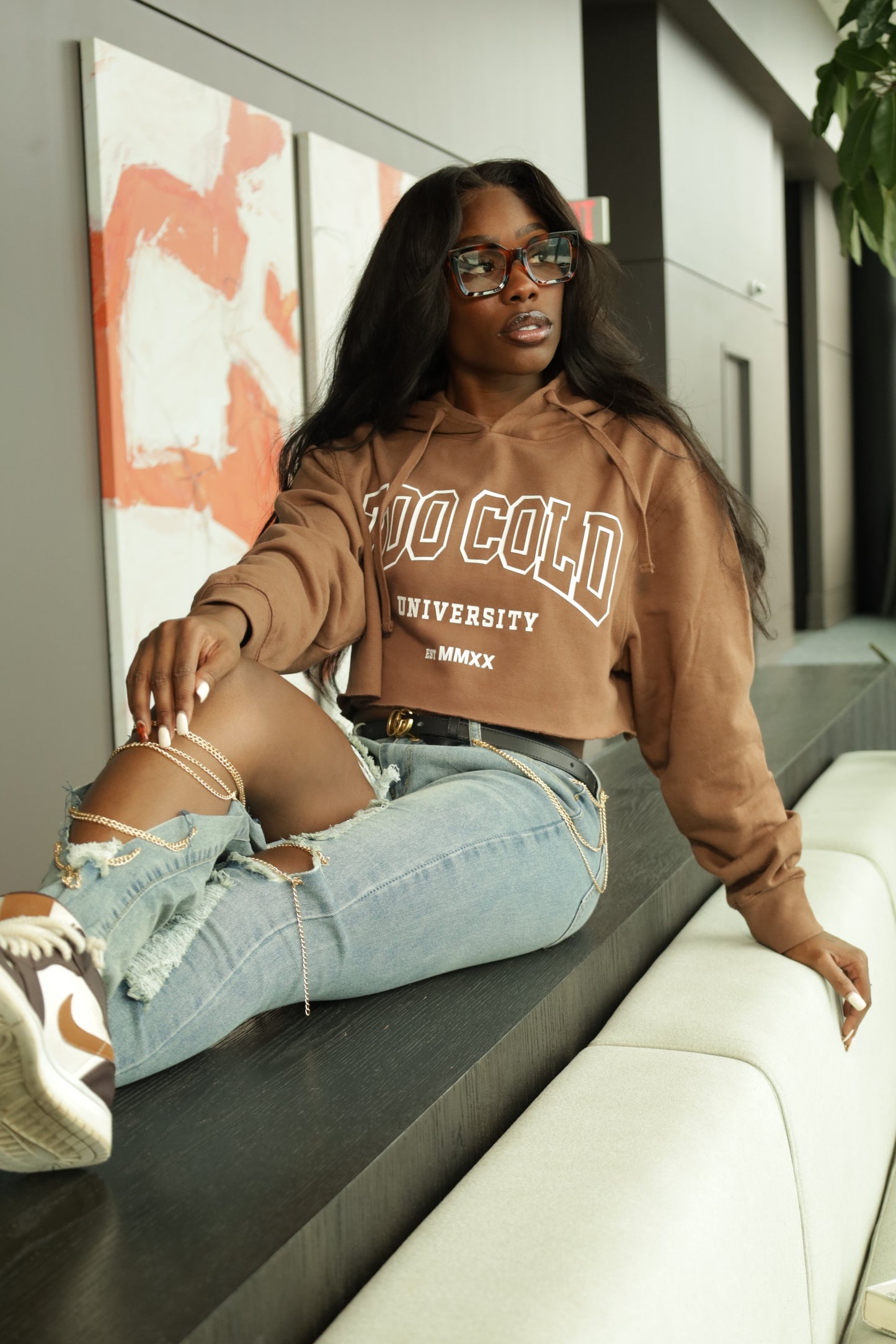 Too Cold University Cropped Hoodie